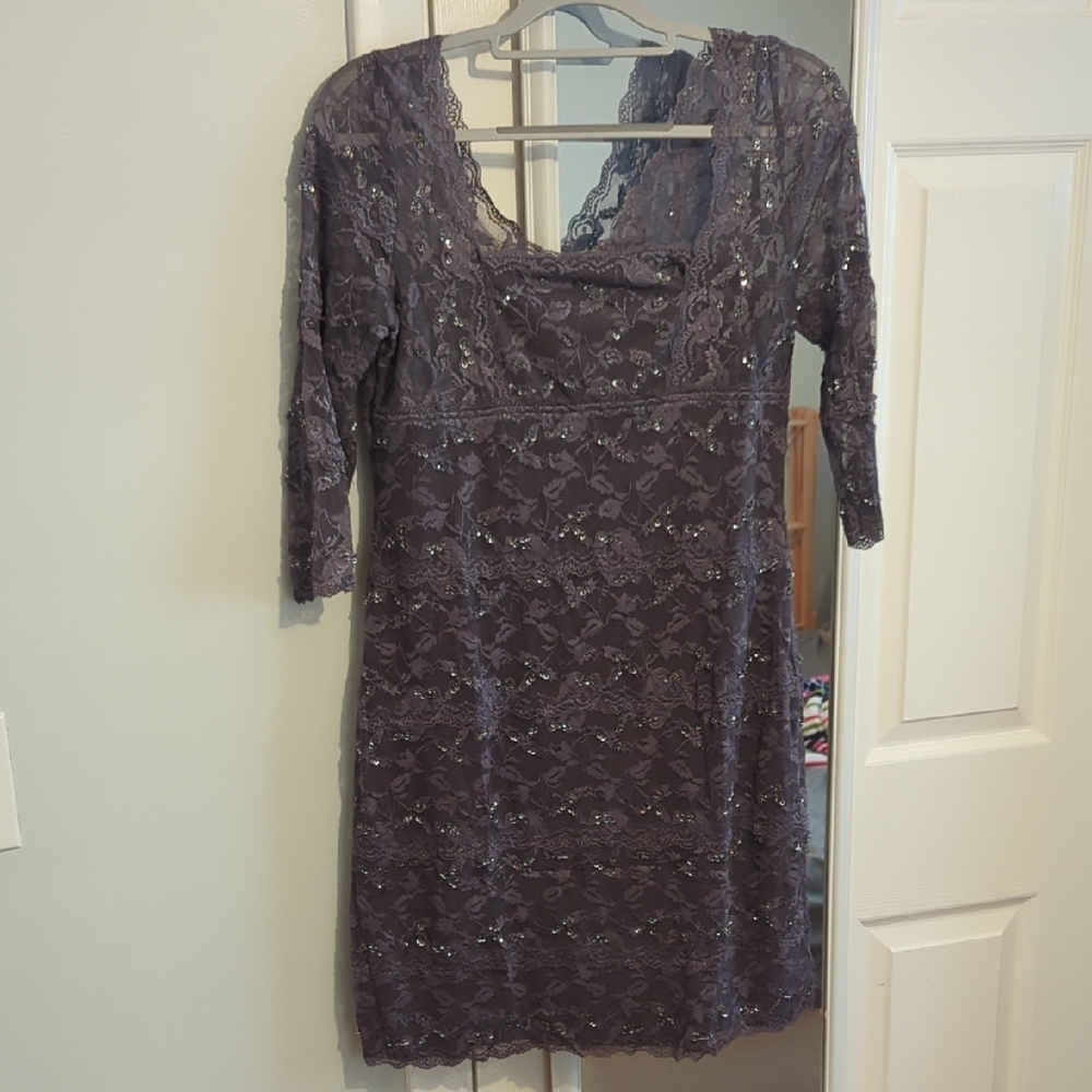 Elegant Lace Dress in Steel Gray